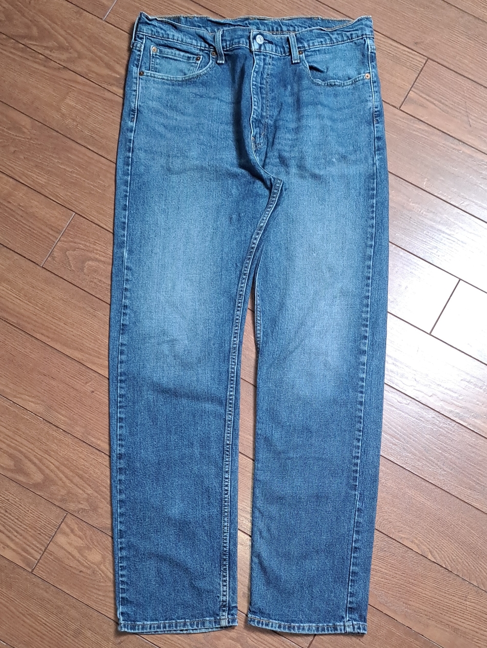 Levi's 505 Regular Fit Straight Leg Jeans Blue Denim Size 38x34 (Measures 35x34)